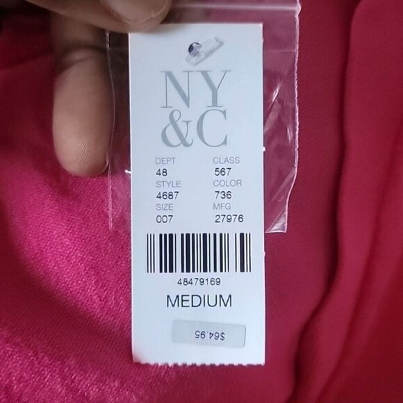 New York and Company Pink Organza Sleeve Blouse Size Medium NWT - Picture 6 of 7